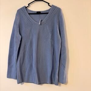 NWT Talbots Shaker Stitch Cable Knit Long Sleeve Sweater 1X V Neck 100% Cotton